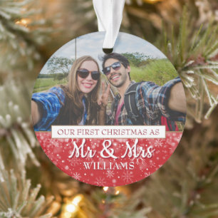 First Christmas As Mr & Mrs Photos Ornament