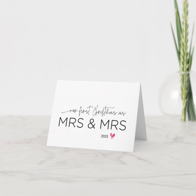 First Christmas as Mrs and Mrs Wife Gift Xmas Card (Front)