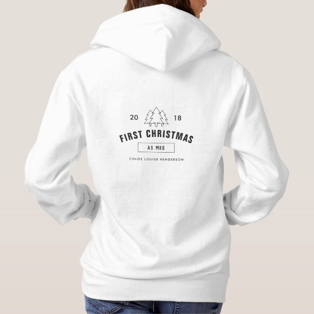 First Christmas as Mrs Personalised Surname Hoodie (Back)
