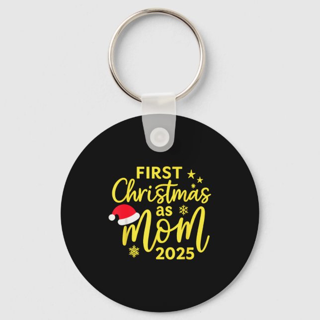 First Christmas As Mum 2025 Snowflake Xmas Family  Key Ring (Front)