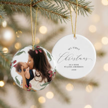 First Christmas as Mum Christmas Botanical Wreath
