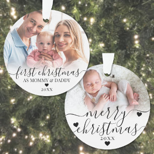 First Christmas As Mum Dad Baby Photo Ornament