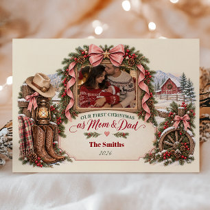 First Christmas as Mum & Dad Western Photo Holiday Card