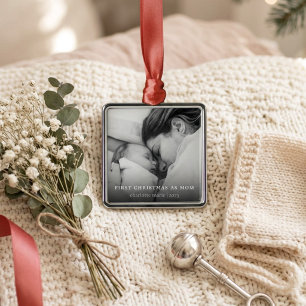 First Christmas As Mum Elegant Photo Metal Tree Decoration
