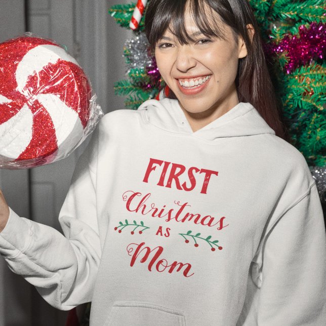 First Christmas as Mum family matching red text Hoodie (Creator Uploaded)