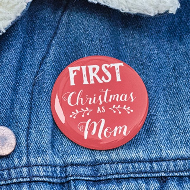 First Christmas as Mum family matching white text 3 Cm Round Badge (Creator Uploaded)