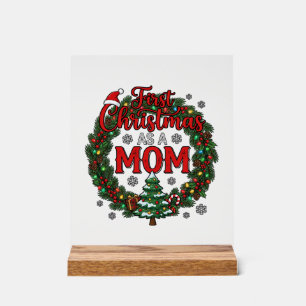 First Christmas As Mum Pine Wreath Tree Acrylic Sign