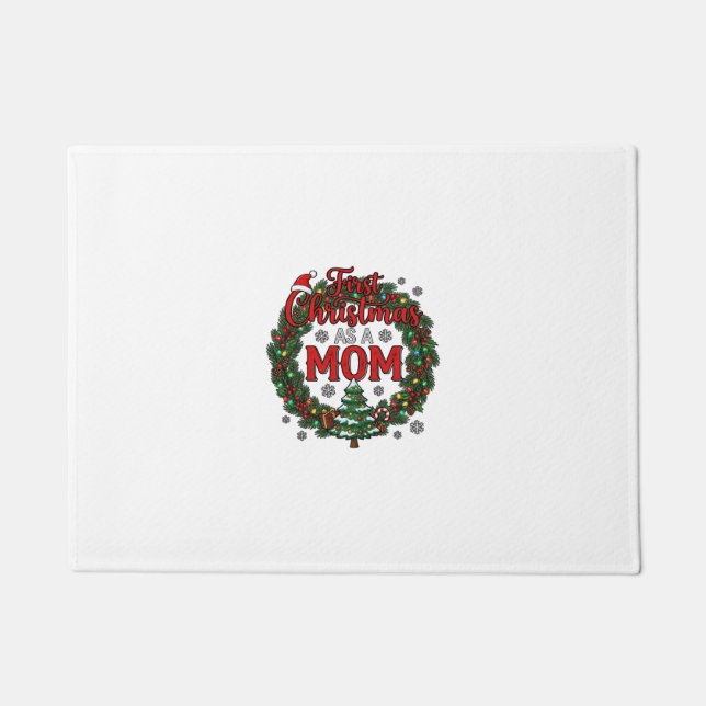 First Christmas As Mum Pine Wreath Tree Doormat (Front)