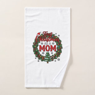 First Christmas As Mum Pine Wreath Tree Hand Towel