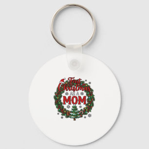 First Christmas As Mum Pine Wreath Tree Key Ring