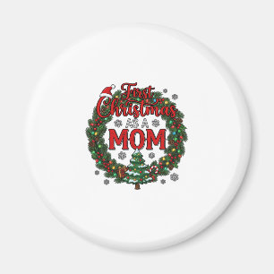 First Christmas As Mum Pine Wreath Tree Magnet