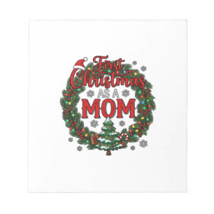 First Christmas As Mum Pine Wreath Tree Notepad