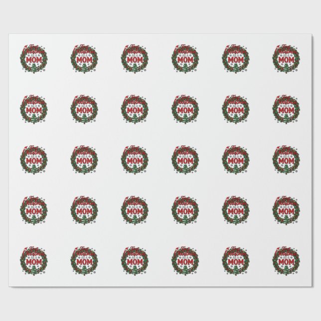 First Christmas As Mum Pine Wreath Tree Wrapping Paper (Flat)