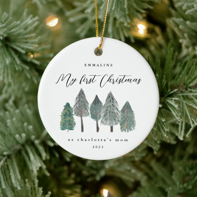 First Christmas as Mum Rustic Trees Ceramic Tree Decoration (Tree)