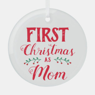First Christmas as Mum white keepsake Glass Tree Decoration