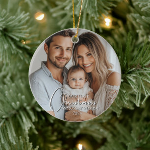 First Christmas As Mummy And Daddy Custom Photo Ceramic Tree Decoration