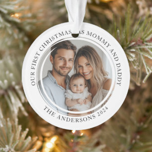 First Christmas As Mummy And Daddy Custom Photo Ornament