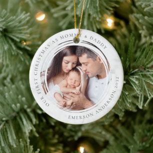First Christmas as Mummy and Daddy Marble Photo Ceramic Tree Decoration
