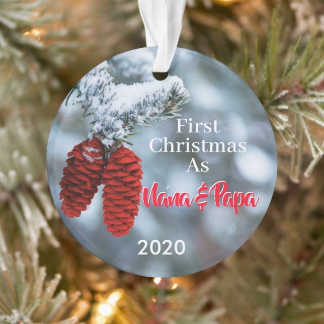 First Christmas as Nana & Papa New Grandparents Ornament (Tree)