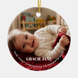 First Christmas as New Parents Baby Photo  Ceramic Tree Decoration