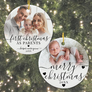 First Christmas As Parents Baby Photo Ceramic Tree Decoration