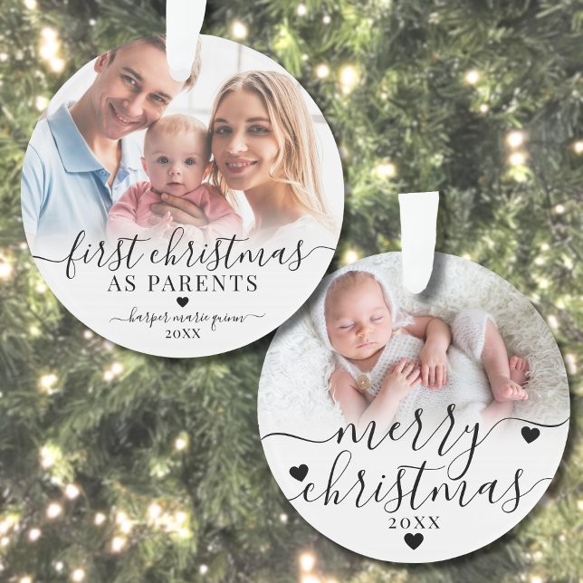 First Christmas As Parents New Baby 2 Photo Ornament (First Christmas As Parents New Baby 2 Photo Ornament)