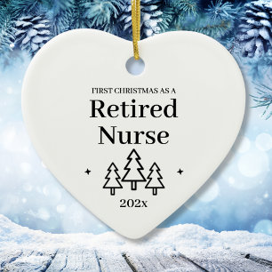 First Christmas As Retired Nurse Heart Ceramic Tree Decoration
