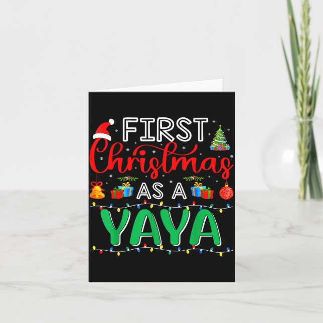 First Christmas As Yaya Family Matching New Yaya  Card (Front)