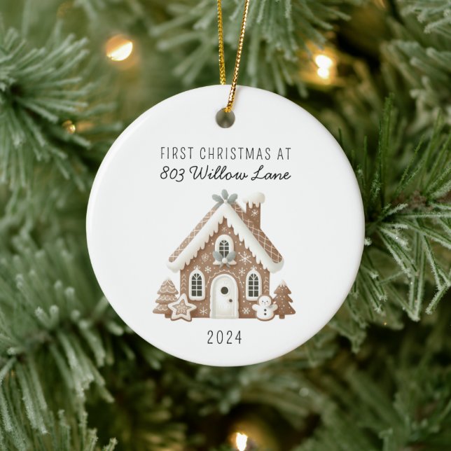 First Christmas At New Home Gingerbread House Ceramic Tree Decoration (Tree)