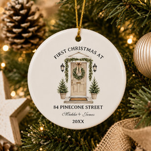 First Christmas at Our New Home Address Front Door Ceramic Tree Decoration