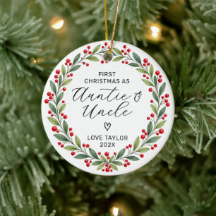 First Christmas Auntie Uncle Keepsake Ceramic Tree Decoration