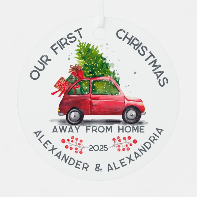 First Christmas Away from Home  Metal Tree Decoration (Front)