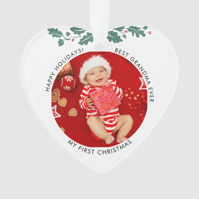 First Christmas Baby and Mum Photos Grandma Ornament (Front)
