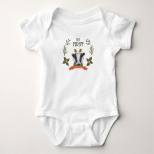 First Christmas Baby Body Suit - Cute Badger Bodysuit