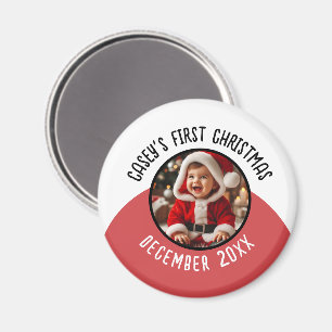 First Christmas Baby Custom Photo Add Name Magnet