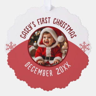 First Christmas Baby Custom Photo Add Name  Tree Decoration Card