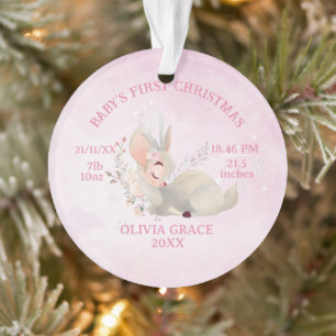 First Christmas baby details deer  Metal Ornament