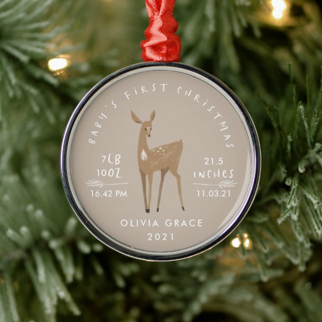 First Christmas baby details deer Metal Tree Decoration (Tree)