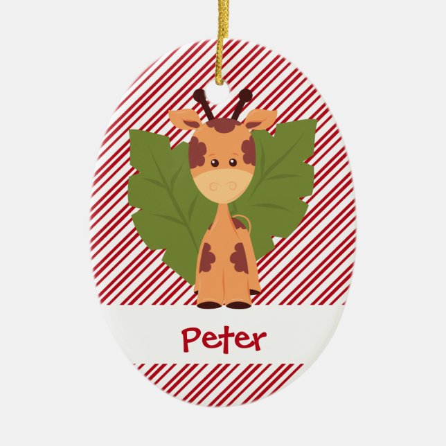 First Christmas Baby Giraffe Custom Ceramic Tree Decoration (Front)