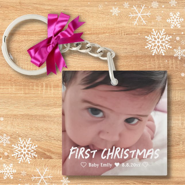 first christmas baby girl newborn photo  key ring (Creator Uploaded)
