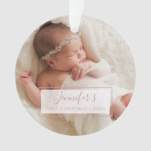 First Christmas Baby Girl Photo Holiday Ornament