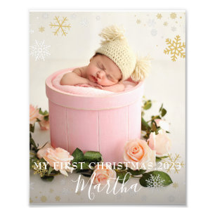 First Christmas Baby Girl Snowflake Frame Photo 