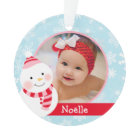 First Christmas Baby Girl Snowman Custom Photo