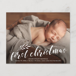 First Christmas Baby Holiday Birth Announcement  