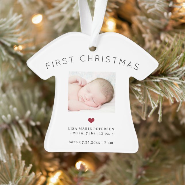 First Christmas baby name birth stats 2 photos Ornament (Tree)