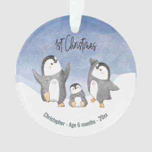 First Christmas Baby Penguin Monogrammed Ornament