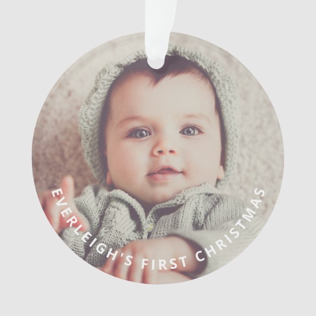 First Christmas Baby Photo Acrylic Ornament (Front)