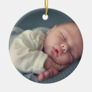 First Christmas Baby Photo Birth Stats Ceramic Tree Decoration