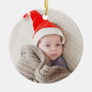 First Christmas Baby Photo Birth Stats Ceramic Tree Decoration