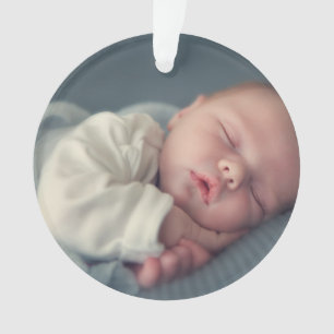 First Christmas Baby Photo Birth Stats Ornament